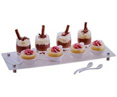 Vetrineinrete® Set aperitivo e tapas 13 pezzi con vassoio in vetro satinato ciotole cucchiaini e bicchierini finger food per buffet antipasti e aperitivi A31