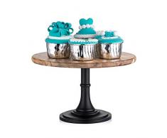 Nuptio Alzata per Torta Rustica Matrimonio: Alzata per Torta in Legno Diametro 25cm Nero, Piatto Espositore Dessert Piedistallo Legno per Compleanno Baby Shower Party Cupcake Torte Pomeridiane
