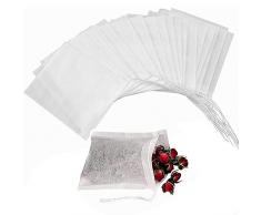 200 Pezzi Bustine da tè Filtro, Filtri the e Tisane Usa e Getta,bustine da tè sfuse,Bustine di tè Usa e Getta con Coulisse, Bustine di tè Vuote per Tè Sfuso Tisane caffè Erbe Spezie,7x5 cm
