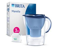 BRITA Caraffa filtrante Marella blu (2.4L) incl. 3 x filtri MAXTRA PRO All-in-1 - adatta alla porta del frigorifero con Memo digitale e coperchio ribaltabile - ora in confezione Smart Box sostenibile