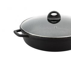 Barazzoni Le Cotture Speciali Tegame due Manici con Coperchio in Vetro Temperato, Diametro cm 36, Alluminio Pressofuso con Rivestimento Marmotech a 5 Strati. Made in Italy.