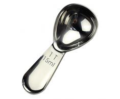 CoaGu - Cucchiaio dosatore in acciaio inox 18/8, con manico corto, 15 ml o 30 ml, misurino per cucinare o per il caffè, confezione regalo