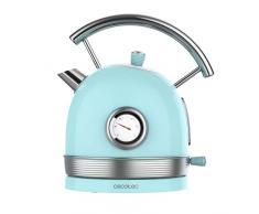 Cecotec Bollitore elettrico ThermoSense 420 Light Blue. 1,8 litri di capacità, 2200 W, misuratore di temperatura, base 360°, acciaio inox, stile vintage, blu, 01482