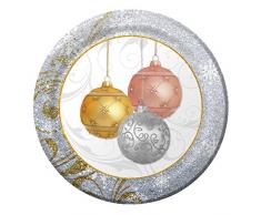 8 piatti in cartone Lustrini di Natale 26 cm