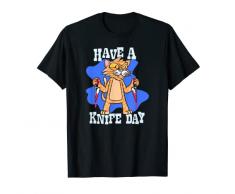 Arancione Tabby gatto avere un coltello giorno bel giorno Maglietta