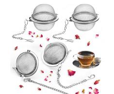 Infusore per Tisane 4 Pezzi, Durevole Filtro da Tè in Acciaio Inossidabile 304, Filtro the Infusione Filtro da tè a Rete in Inossidabile Infusore tè,Filtro per Tisane,Filtro Sferico a Rete per Il Tè