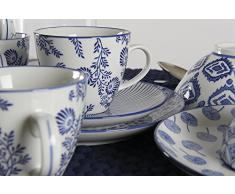 Fill 21311, Set di 4 Tazze in Porcellana, Collezione Indaco, Diametro cm 11.5Xh.9.5, Fl.005, Indaco