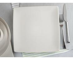 MIKASA Gourmet Basics Stoneware Square Piatto Piano, Ceramica, off-White, 7.500 x 9.500 x 9.500 cm