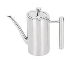 Oliera in Acciaio Inox, Oliera da Tavola Salvagoccia in Acciaio Inossidabile per Olio e Aceto, oliera acciaio con Manico per Cucina e Ristorante (0.5L)
