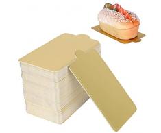 100pz quarto foglio tortiera rettangolo mousse tortiere carta da forno oro carta cupcake dessert visualizza vassoio torta di compleanno di nozze(L)