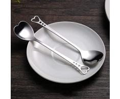BESTONZON 6pcs Cucchiaio di forma di cuore in acciaio inox Cucchiaio di mescolatura Scoop carino, stoviglie per caffè torta Dessert