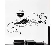 Bicchiere di vino Vite Uva Vinile Adesivo Home Decor Cucina Bar Arte Murale Adesivi murali Rimovibili per muro Modello 72x43cm