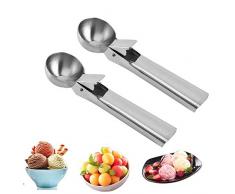 Cucchiaio da Gelato,2 Pezzi Paletta per Gelato in Acciaio Inossidabile, Porzionatori da Gelato,Scoop per Anguria,Cucchiaio Di Purè Di Patate,per Gelato,Frutta,Polpetta di Melone,Sorbetto