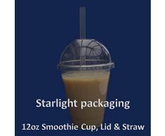 12 ml, in plastica trasparente con coperchio a cupola, frullati, bicchieri e cannucce