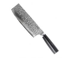 Totiko Coltello Professionale in Acciaio Damasco, Coltello da Cucina Professionale Giapponese da Verdura, Lama da 16,5cm, Nakiri Damascato, Manico in Resina Micarta - Yukimura Japan Knives