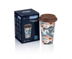 DeLonghi Travel Mug, Thermos a Doppia Parete per Drink Caldi e Freddi, Facile da Trasportare, Custodia Antiscivolo in Silicone, 300 ml di Capacità, DLSC067