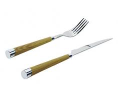 Home Servizio Posate 6 Forchette 6 Coltelli Manico in Legno PVC Utensili da Cucina, Acciaio Inossidabile, Marrone, 12 Pezzi