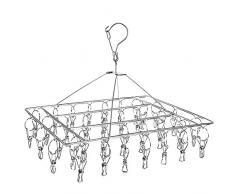 AOBETAK Clip in acciaio inox stendino per calzini con 30 clip, antivento pieghevole rettangolare stendino per bucato, calzini mollette per intima reggiseni, sciarpe, vestiti del bambino, guanti