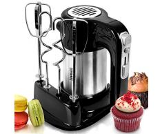 Duronic HM3 Sbattitore elettrico 300 W – Frusta elettrica a mano con base per accessori – 2 fruste / 2 ganci – 5 velocità e funzione turbo - Ideale per dolci, biscotti, creme, torte, montare uova