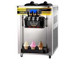 VEVOR Gelatiera da Banco a 3 Gusti, Macchina Commerciale per Gelato Soft da 22-30 L/ora, Gelatiera da 2350W con Accessori Completi, Utilizzo per Gelato Soft, Yogurt, Crema Pasticcera e Sorbetto, ecc.