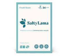 SaltyLama Eco Strips - Strisce di detersivo per bucato (fresco profumo) - Alta Qualità - 100% Plastic Free - 34 Lavaggi - Ecologico - Biodegradabile - Compostabile - Ultra Concentrato - 100% Vegan