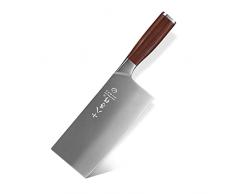 SHI BA ZI ZUO Coltello per verdure cinese Coltello per affettare da 7 pollici con manico in palissandro Coltello da cucina per affettare carne e verdure