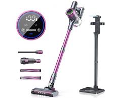 Lubluelu Aspirapolvere Senza Fili Intelligente 25kpa, Scopa Elettrica Senza Fili 50 Minuti Aspirapolvere con LED Touch Display, Rilevamento Polvere, Aspirazione Autoregolante, Auto-Ricarica