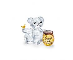 Orso Swarovski “Kris” – Orsetto dettagliato in cristallo scintillante, con vaso di miele colorato e incisione con scritta in inglese “Sweet as honey”