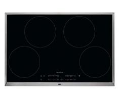 AEG IKB8443AXB - Piano cottura autosufficiente con touchscreen, funzione Hob²Hood, piastra a induzione, 4 zone di cottura, telaio in acciaio inox, 80 cm