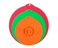 Gativs Coperchi Silicone Set 3 Pezzi Coperchio Silicone Pentola Riutilizzabile Coperchi in Silicone Stretch Coperchi a Ventosa in Silicone Coperchio a Vuoto(3 Dimensioni)