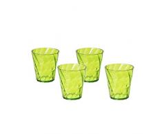 Omada Design 4 Bicchieri Acqua Colorati da 30 cl, in Plastica Infrangibile, lavabili in lavastoviglie, Made in Italy, linea Diamond, Verde