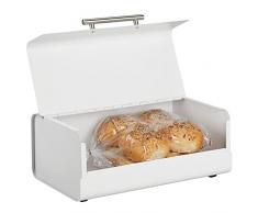 mDesign Scatola portapane in metallo con maniglia – Contenitore con coperchio per prodotti da forno e molto altro – Elegante cestino pane in stile vintage – bianco