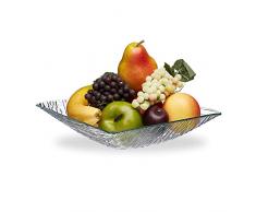 Relaxdays Ciotola in Vetro, Insalatiera Quadrata, Pirofila per Insalata, Porta Frutta, 1,4 L, 6 x 25 x 25, Trasparente