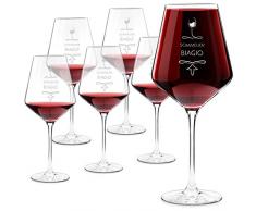 Maverton Calici da vino KROSNO Avant-Garde - incisione personalizzata - 490 ml - set da 6 pezzi in vetro - ideale per vino rosso e bianco - regalo di compleanno unico per l’ uomo - il Sommelier