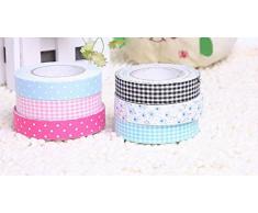Set di 6 rotoli di nastro adesivo in tessuto per Scrapbooking e Fai da te Bomboniere Colore/Forma assortiti