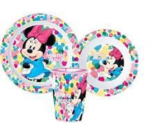 Little Flight Minnie con Pois Bianchi Disney Kit Pappa Scuola Set Pappa Mare Piatto,Bicchiere E Ciotola in PLASTICA Riutilizzabile Rigida per MICROONDE Minnie Disney(1 Piatto,1 Tazza,1 Ciotola)