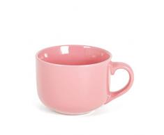 DC casa Tazza Mug Da Colazione per Cappuccino Latte e Caffè Colorata Tinta Unita Pastello Semplice Elegante (Rosa, 470 Ml)