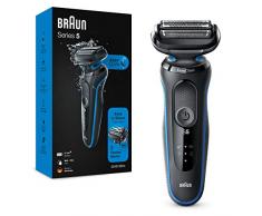 Braun Series 5, Rasoio Elettrico Barba, Accessori di Precisione inclusi, Rasatura Ottimale Ogni Giorno, Lame Flessibili, Uso a Secco o Sotto Acqua, Idea Regalo, 50-B1000s Nero e Blue