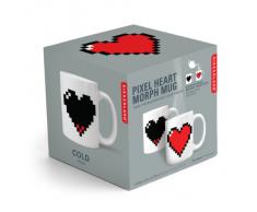 Kikkerland Mug Cuore Pixel, Ceramica, Multicolore, 12x9x11 cm