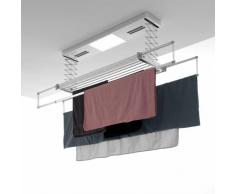 foxydry Pro, Stendibiancheria da soffitto riscaldante, stendino stendipanni telecomandato con ventilazione calda in Alluminio e Acciaio per lenzuola 122x52x30 cm (120)