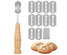 CENRONG Taglierino per Pane，Lama pane Coltello pane Coltello per impasto Coltello da panettiere con 10 lame，per Cuocere, Intagliare Modelli di Pane Crudo
