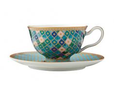 Maxwell & Williams Teas & C’s Kasbah Set da Tè con Tazza e Piattino in Porcellana, Confezione Regalo, Color Verde Menta, 200 ml