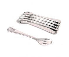 Set di 6 - Forchetta Oyster - Con Dente Sezione - Acciaio Inossidabile 18/10
