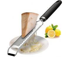 Grattugia Formaggio Manuale Ideale per Parmigiano, Agrumi, Limone, Zenzero, Cioccolato e Noce Moscata Affilato Acciaio Inossidabile Lavabile in lavastoviglie Maniglia TPR & Cover protettiva