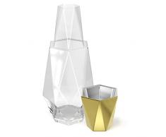 Fifth Avenue - Caraffa per acqua con bicchiere in cristallo, design geometrico, elegante brocca e bicchiere abbinato, utilizzabile anche come coperchio per camera degli ospiti, ufficio Old Skool Pro