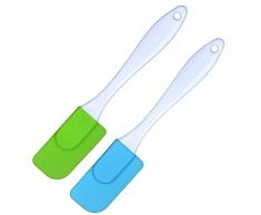 IOSPKKIO® 2 spatole da forno in silicone per dolci, spatola, cucchiai per crema, per raschiare impasto, cucinare, mescolare panna montata (blu e rosa)