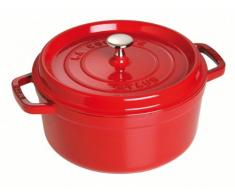 STAUB Casseruola/Cocotte in Ghisa, con Inserto per Cottura a Vapore, Tonda 26 cm, 5,2 litri, Interno della Pentola con Smaltatura Nera Opaca, Ciliegia