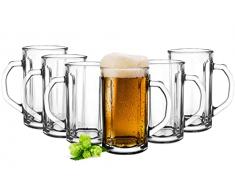 Glasmark Krosno - Set di bicchieri per birra, 0,3 litri, bicchieri da birra, boccale di birra, bicchieri per birra, bicchieri da birra artigianali, lavabili in lavastoviglie, 6 x 300 ml