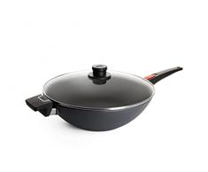 Woll 11034DPIL Diamond Lite in ghisa-Wok a induzione con Coperchio in Vetro in Scatola, Diametro 34 cm, 11 cm Altezza con Manico Rimovibile