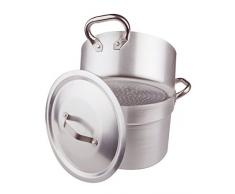 Pentole Agnelli ALMA15236 Pentola Cuociverdure E Couscous con Casseruola per Cottura A Vapore Spessore 3 Millimetri Completa di Coperchio E Due Maniglie Inox, Diametro 36 cm